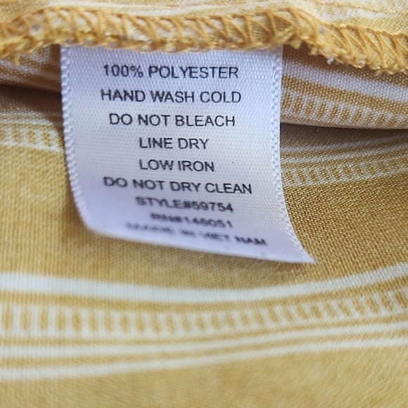 Monteau Mustard & White Striped Mini Dress | Flutter Sleeve V-Neck Size M - Picture 8 of 8